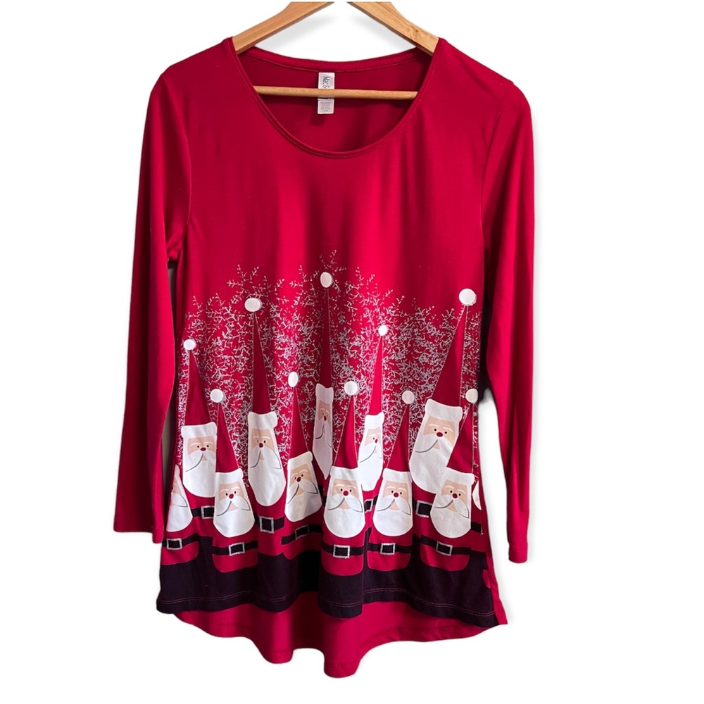 Mac & Belle Red Long Sleeve Santa Christmas Tunic Top Size Large